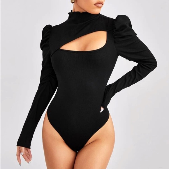 Tops - Black cutout front bodysuit